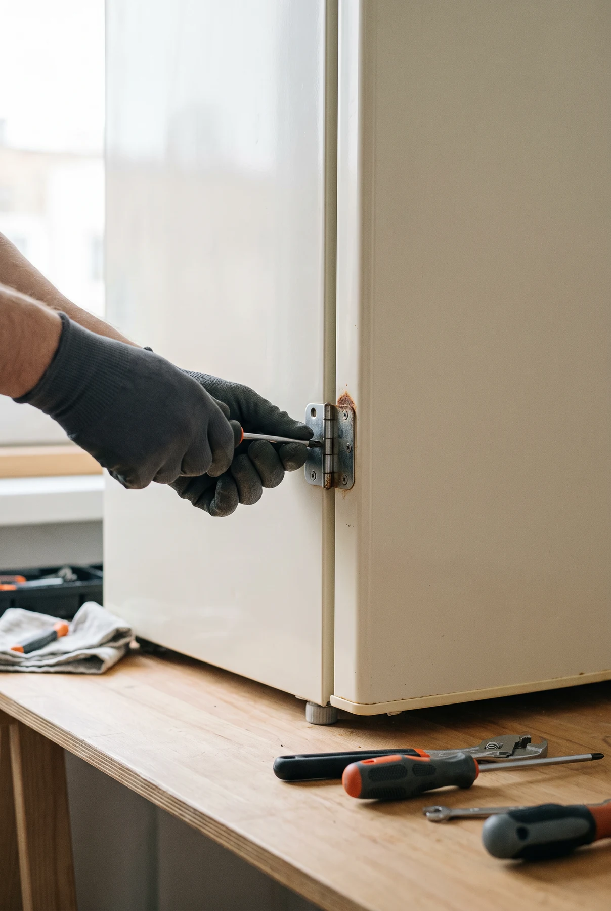 Safe appliance hinge inspection